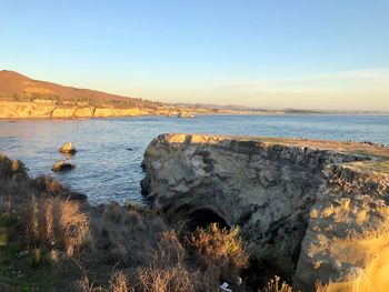 Scenic view of sea against clear sky