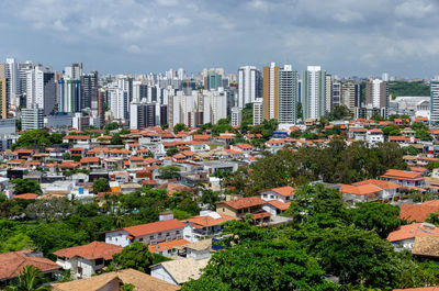 View from the top of buildings and residential houses in the city of salvador, bahia.