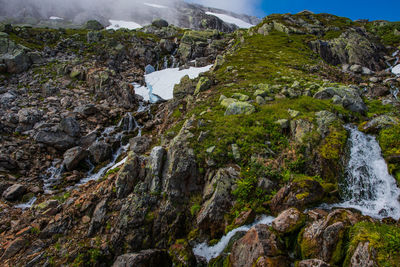 Scenic view of waterfall