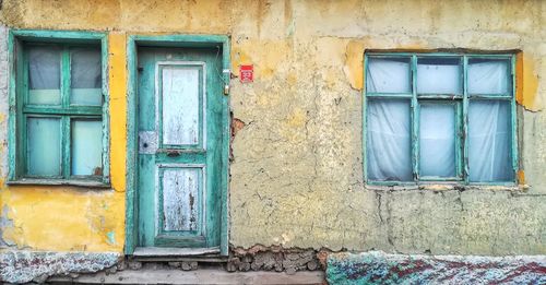 Closed door of building