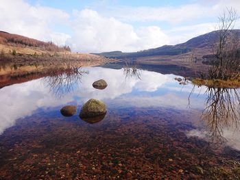 Scenic view of lake against sky