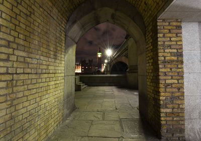 Illuminated corridor of building