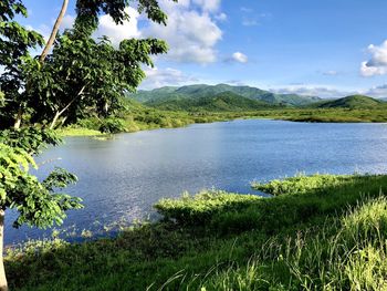 Scenic view of lake against sky