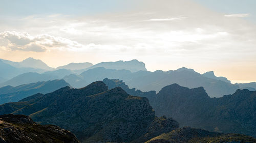 Scenic view of mountains against sky