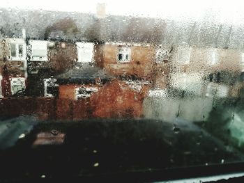 Close-up of water drops on glass window