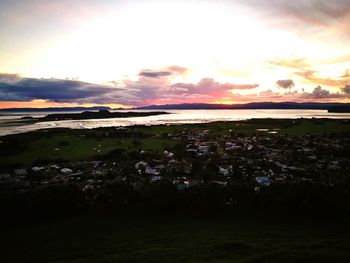 View of calm sea at sunset