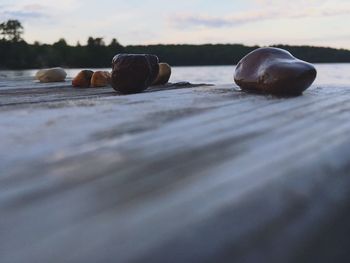 Surface level of beach against sky