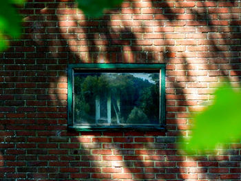 Full frame shot of window on wall
