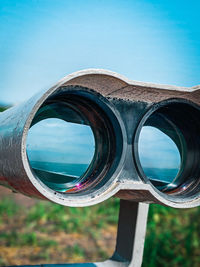 Close-up of metallic structure against clear sky