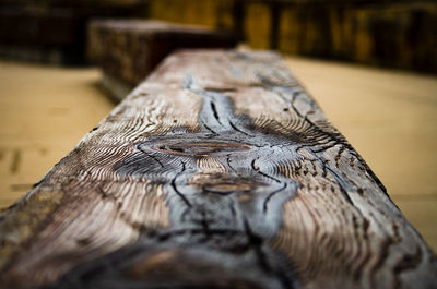 Close-up of carving on table