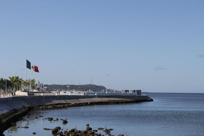 Scenic view of sea against clear sky