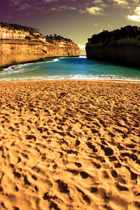 Scenic view of beach against sky