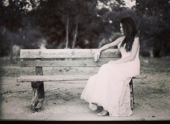 Woman sitting on bench