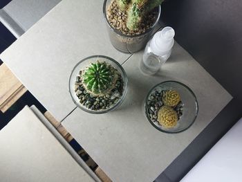 High angle view of food on table