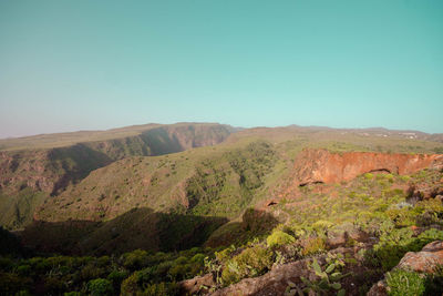 Scenic view of landscape against clear sky