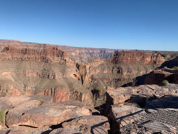 View of rock formations against clear sky