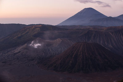 Scenic view of volcanic mountain against sky