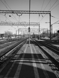 Railroad station platform against sky