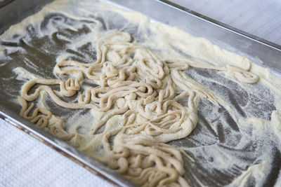 Home-made pasta in semolina flour