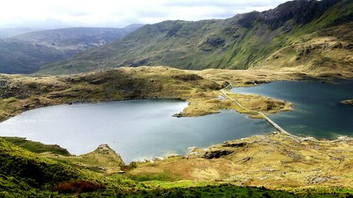 Scenic view of lake and mountains