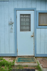 Closed door of old building