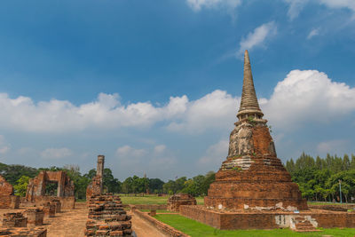 Panoramic view of old temple building against sky