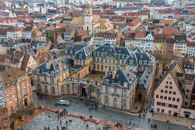 High angle view of buildings in city