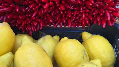 Close-up of fruits for sale at market stall