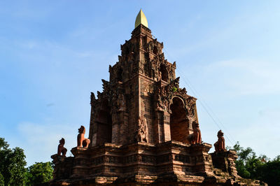 Ancient terracotta statue sculpture. old pagoda architecture terracotta.