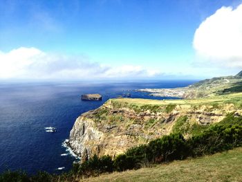 High angle view of sea against sky