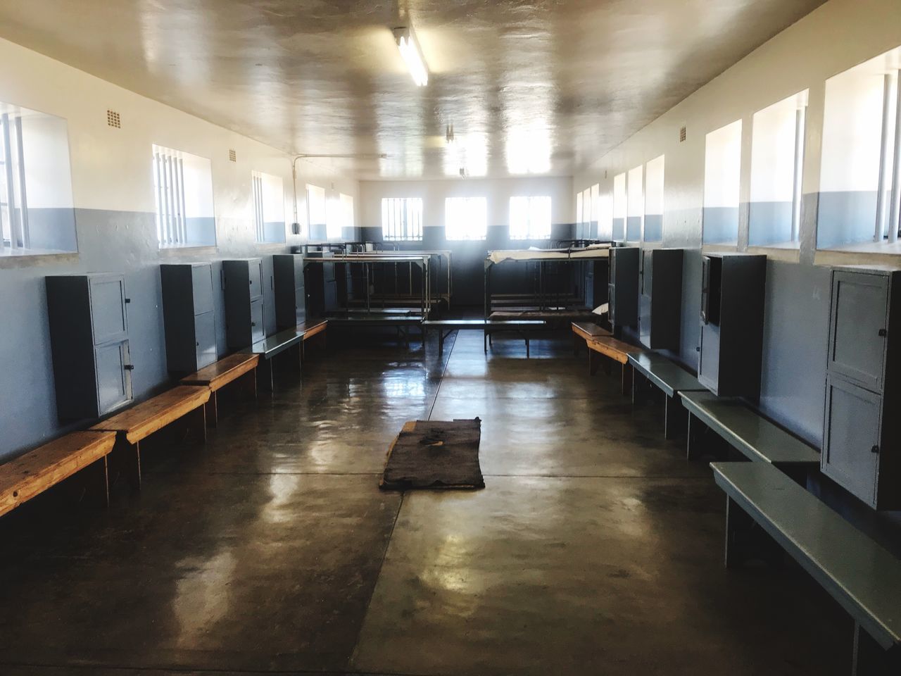 INTERIOR OF EMPTY ILLUMINATED BUILDING