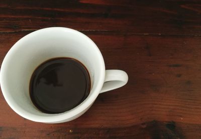 High angle view of coffee on table