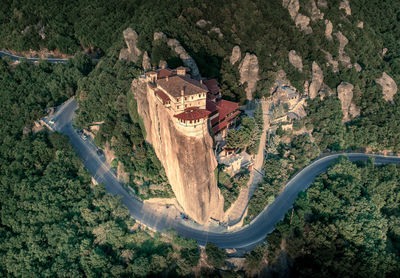 High angle view of historic building