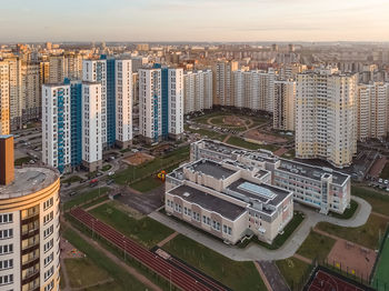 District of newly built colorful houses capable of accommodating thousands of residents.