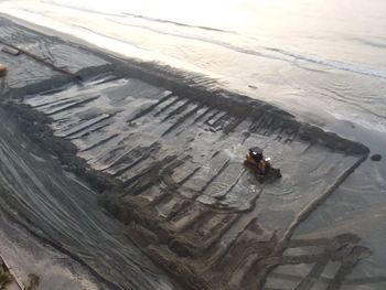 High angle view of crab on beach