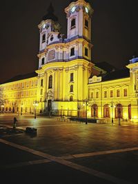 View of illuminated building at night