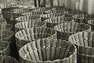 High angle view of baskets