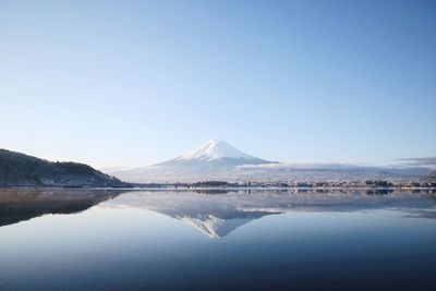 Scenic view of lake against clear sky