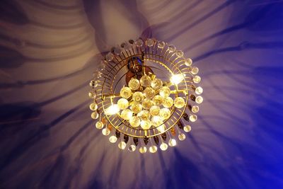 Close-up of illuminated chandelier