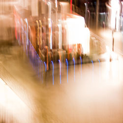 Blurred motion of illuminated lights at night