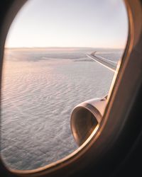 View of sea from airplane window