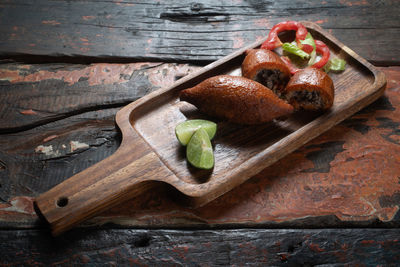High angle view of food on table