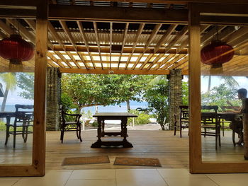 Table and chairs in porch