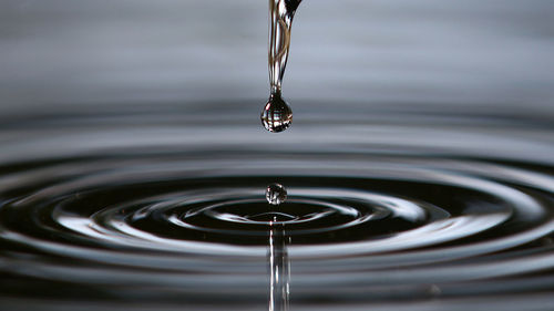 Close-up of drop falling in water