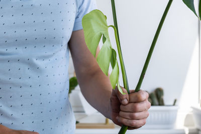 Midsection of woman holding plant