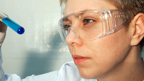 Close-up of man wearing eyeglasses
