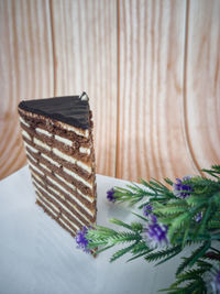 High angle view of cake on table