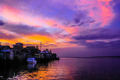 Scenic view of sea at sunset