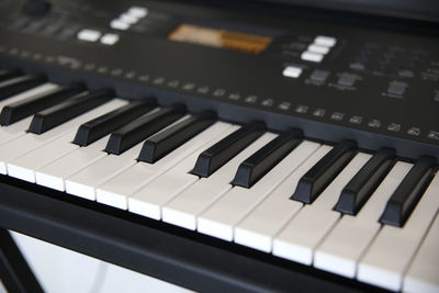 High angle view of piano keys