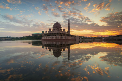 View of temple against sky during sunset